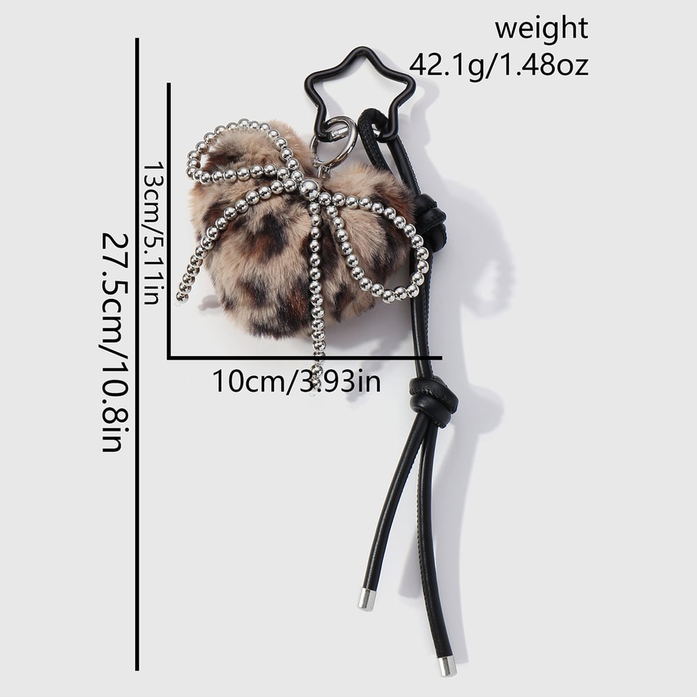 1 Piece Leopard Print Plush Heart Bag Charm Picture2