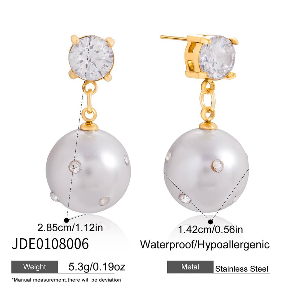 1 Pair Elegant Circle Stainless Steel Gold Color Women's Drop Earrings Picture2