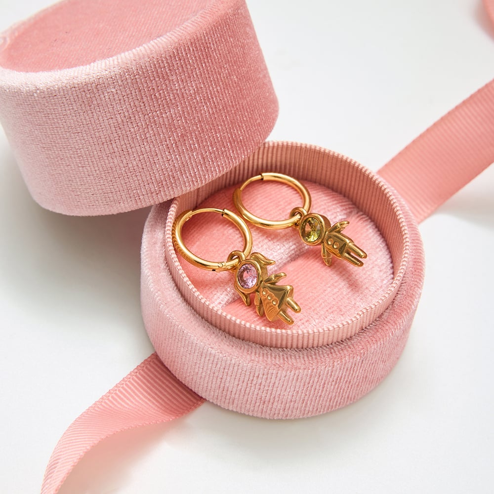 1 Pair Romantic Children Stainless Steel Gold Color Zircon Women's Drop Earrings Picture4