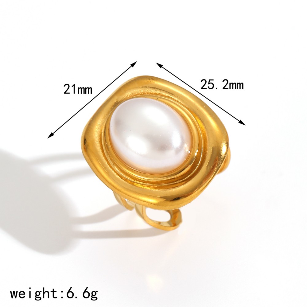 Retro Rectangle Stainless Steel Gold Color Natural Stone Necklace Set 