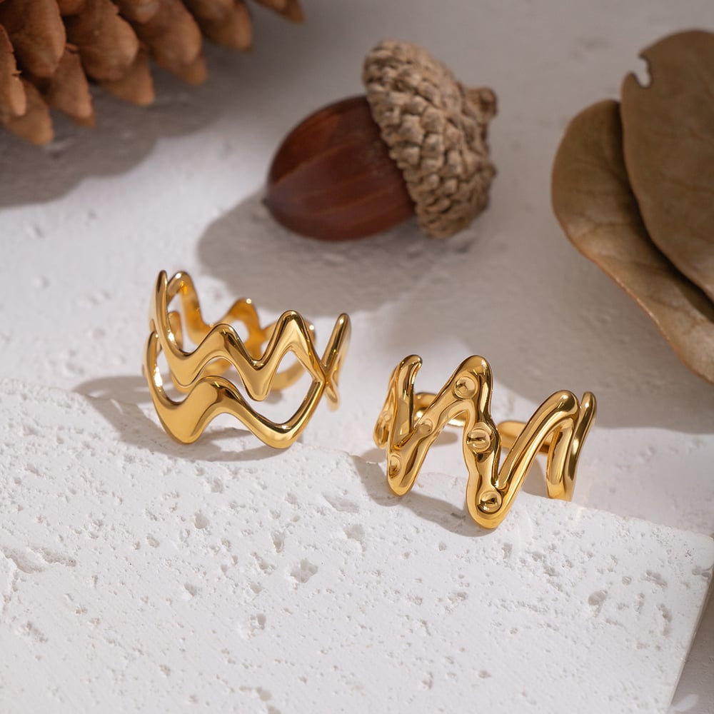 1 Piece Irregular Shape Stainless Steel Gold Color Minimalist Ring h5Picture2