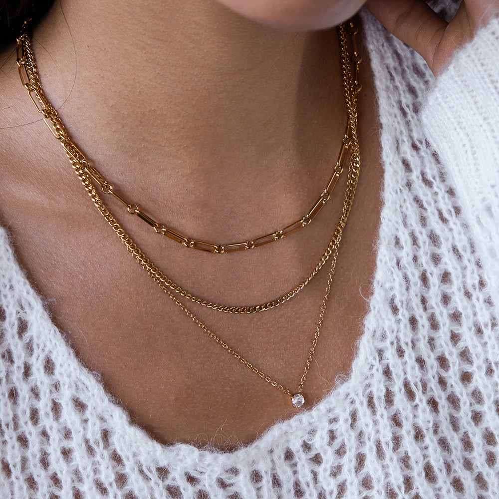 1 Piece Simple Circle Stainless Steel Gold Color Zircon Women's Layered Necklaces Picture3