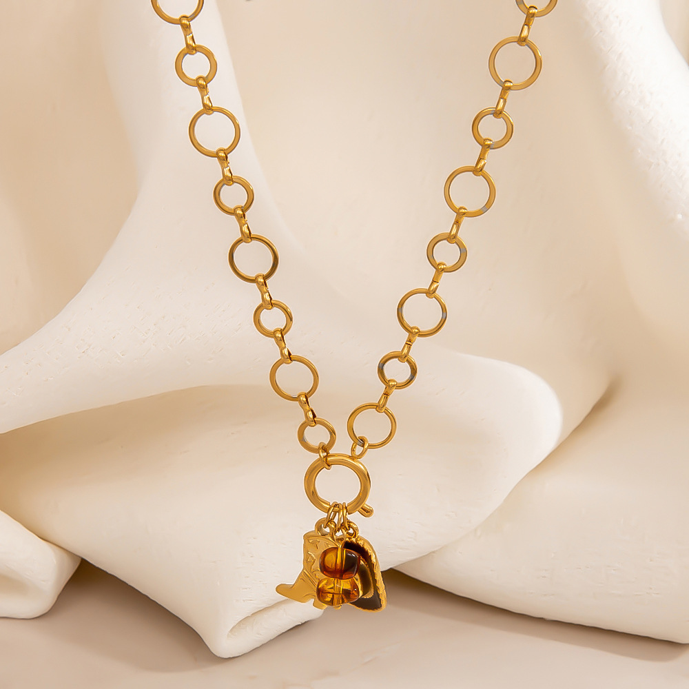 1 Stück ethnische DIY Herz Edelstahl Damen Anhänger Halsketten h5Bild3