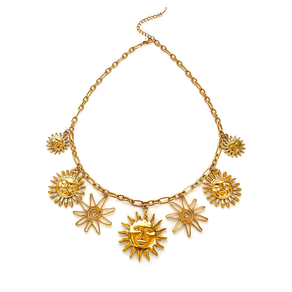 1 Piece Sun Stainless Steel Gold Color Pendant Necklace