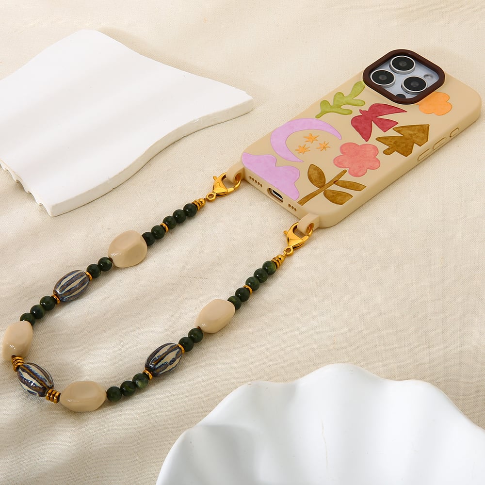 1 Piece  Retro Irregular Shape Rectangle Ceramics  Gold Color Women's Beaded Necklaces Picture3