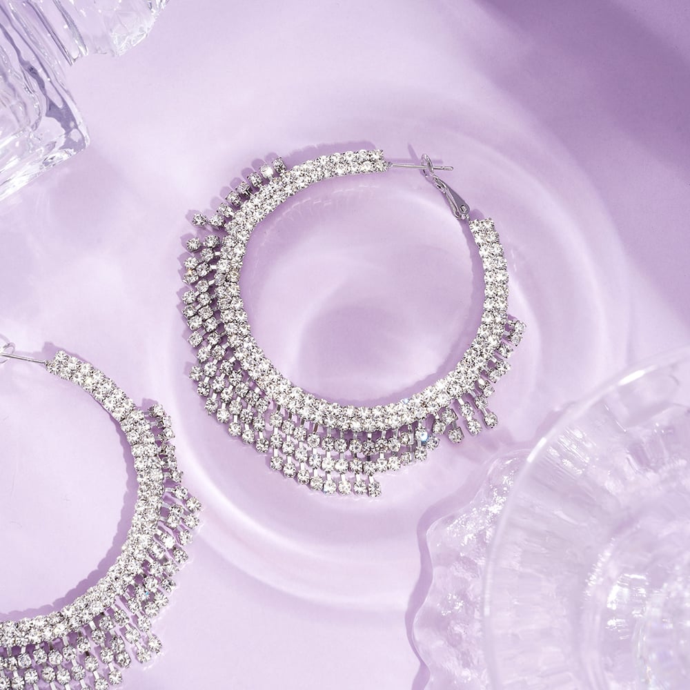 1 Pair Festive Series Circle Tassel Copper Hoop Earrings Picture3