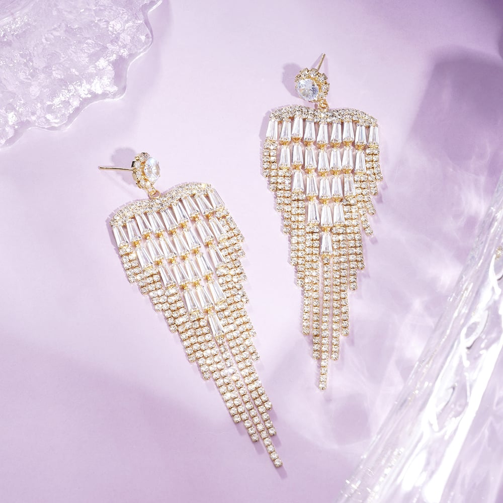 1 Pair Festive Series Tassel Copper Dangle Earrings