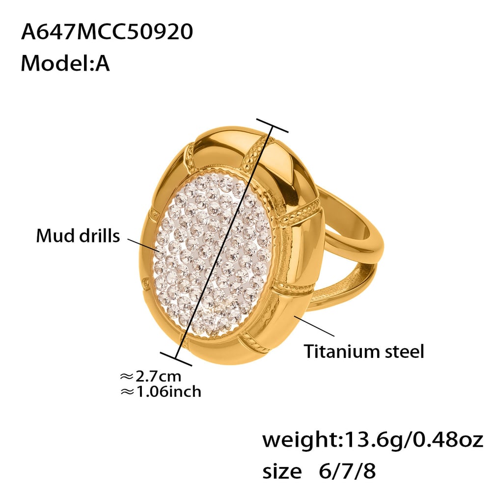 1 Piece Lustrous Clover Stainless Steel Gold Color Statement Rings