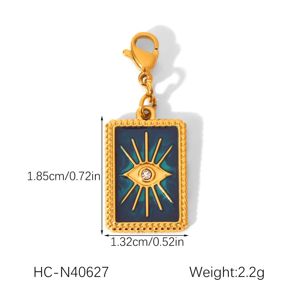 1 Stück Teufelsauge Stern Mond Edelstahl Gold Farbe Zirkon Damen Anhänger Bild2