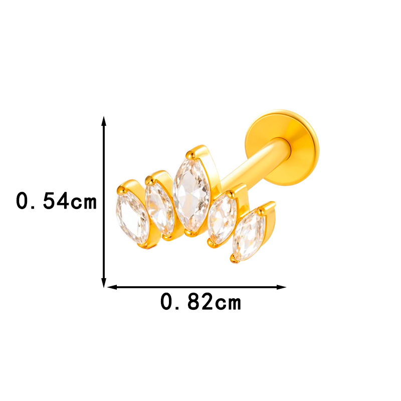 1 Stück Klassische Tropfen Titanlegierung Gold Farbe Zirkon Damen Piercing Ohrringe Bild2