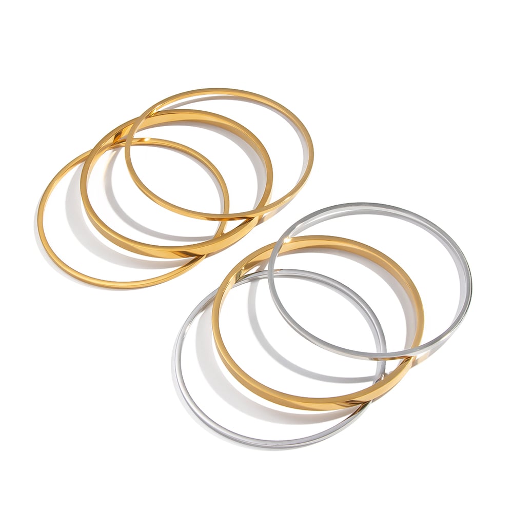 Bracelet jonc en acier inoxydable de couleur unie, 1 pièce Image6