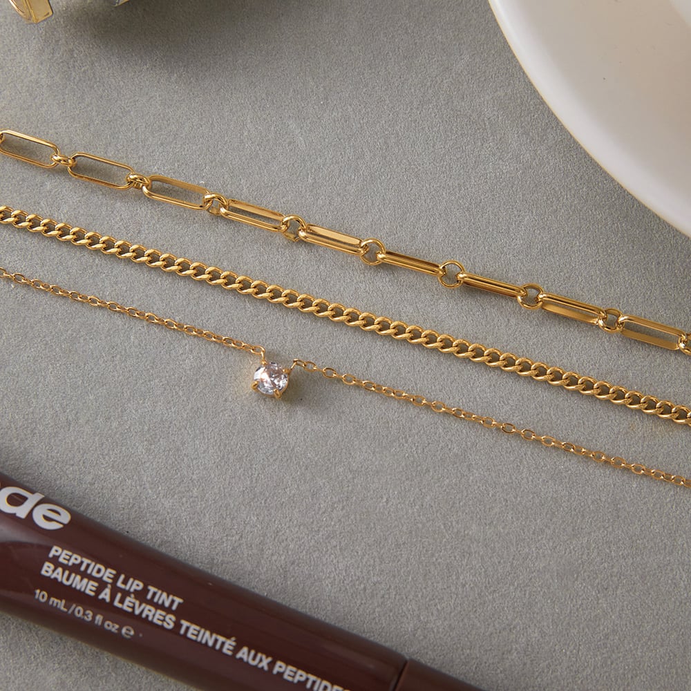 1 Piece Simple Circle Stainless Steel Gold Color Zircon Women's Layered Necklaces Picture6