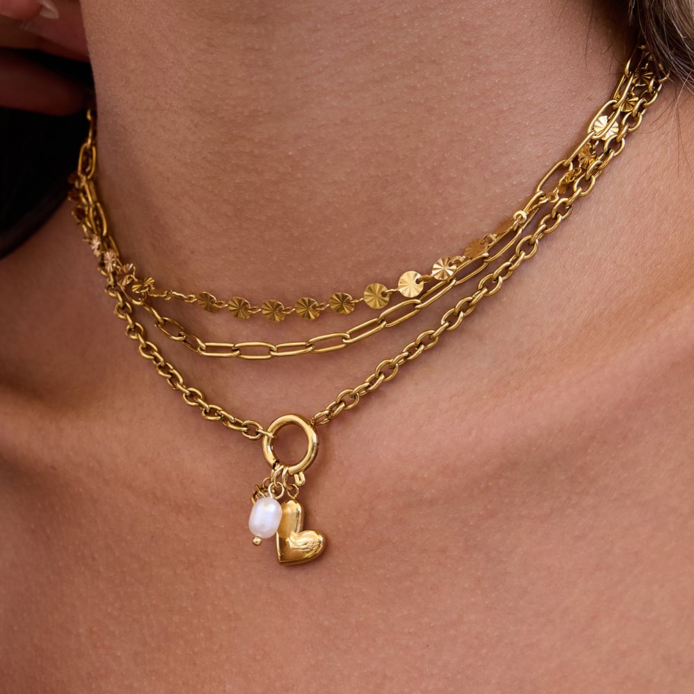 1 Piece Exquisite Heart Sun Stainless Steel Gold Color Pearl Women's Pendant Necklaces Picture7