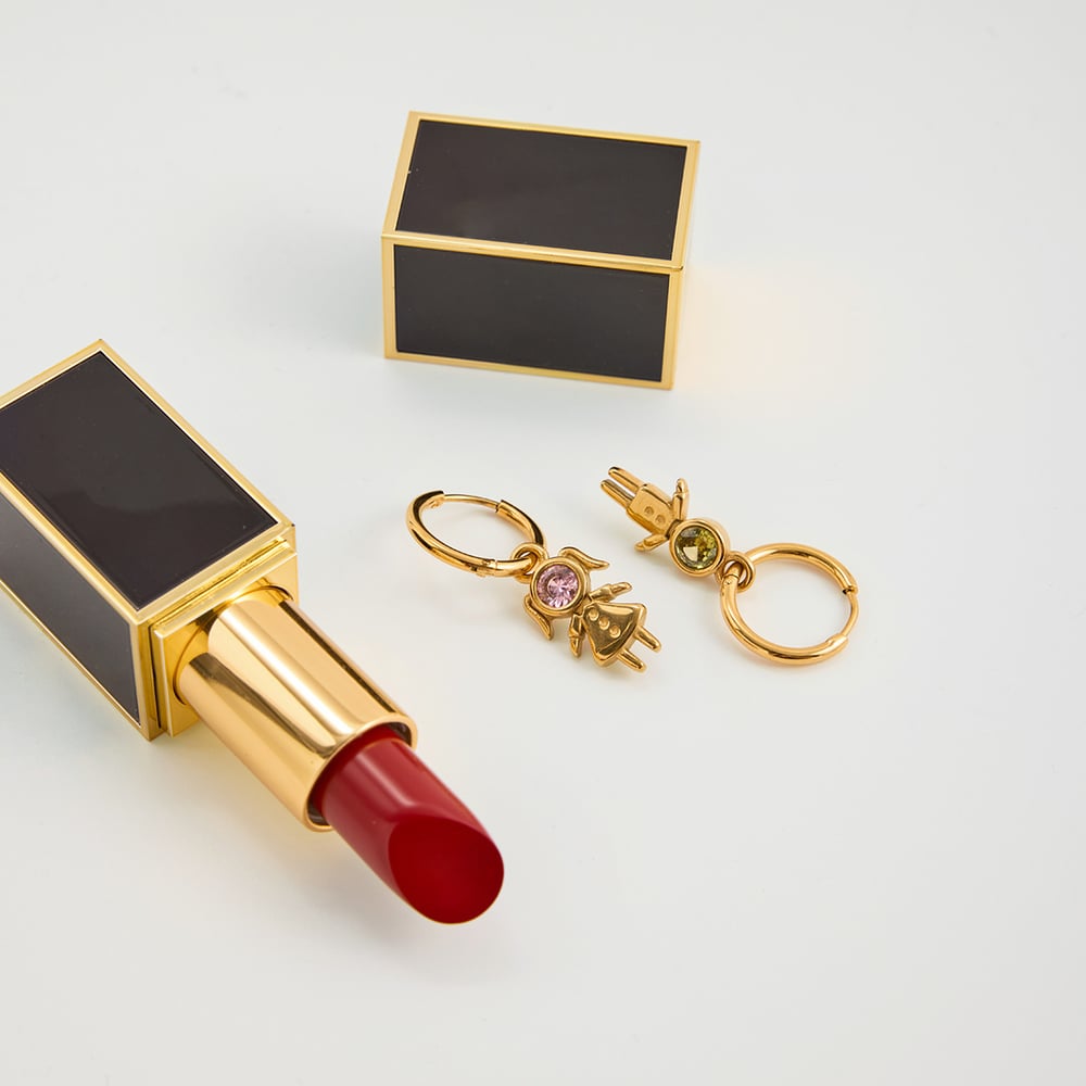 1 Pair Romantic Children Stainless Steel Gold Color Zircon Women's Drop Earrings Picture5