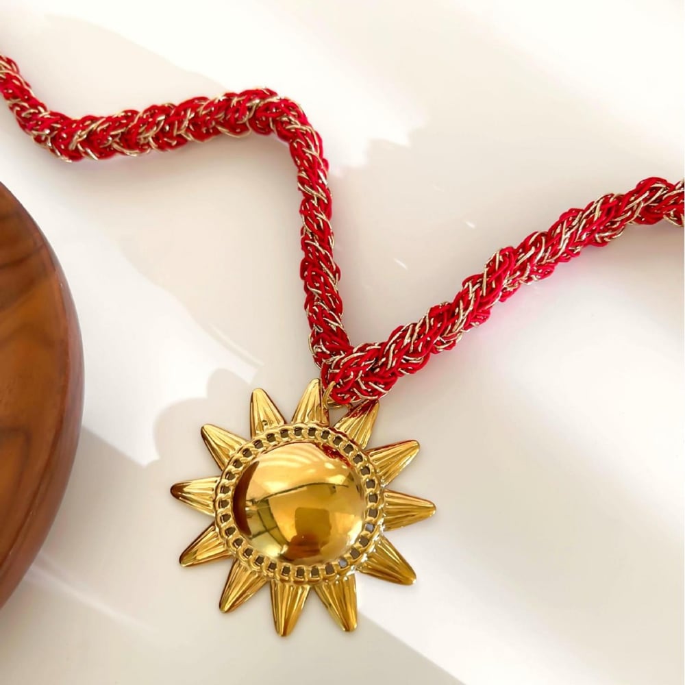 1 Piece Sun Stainless Steel Gold Color Pendant Necklace h5Picture5