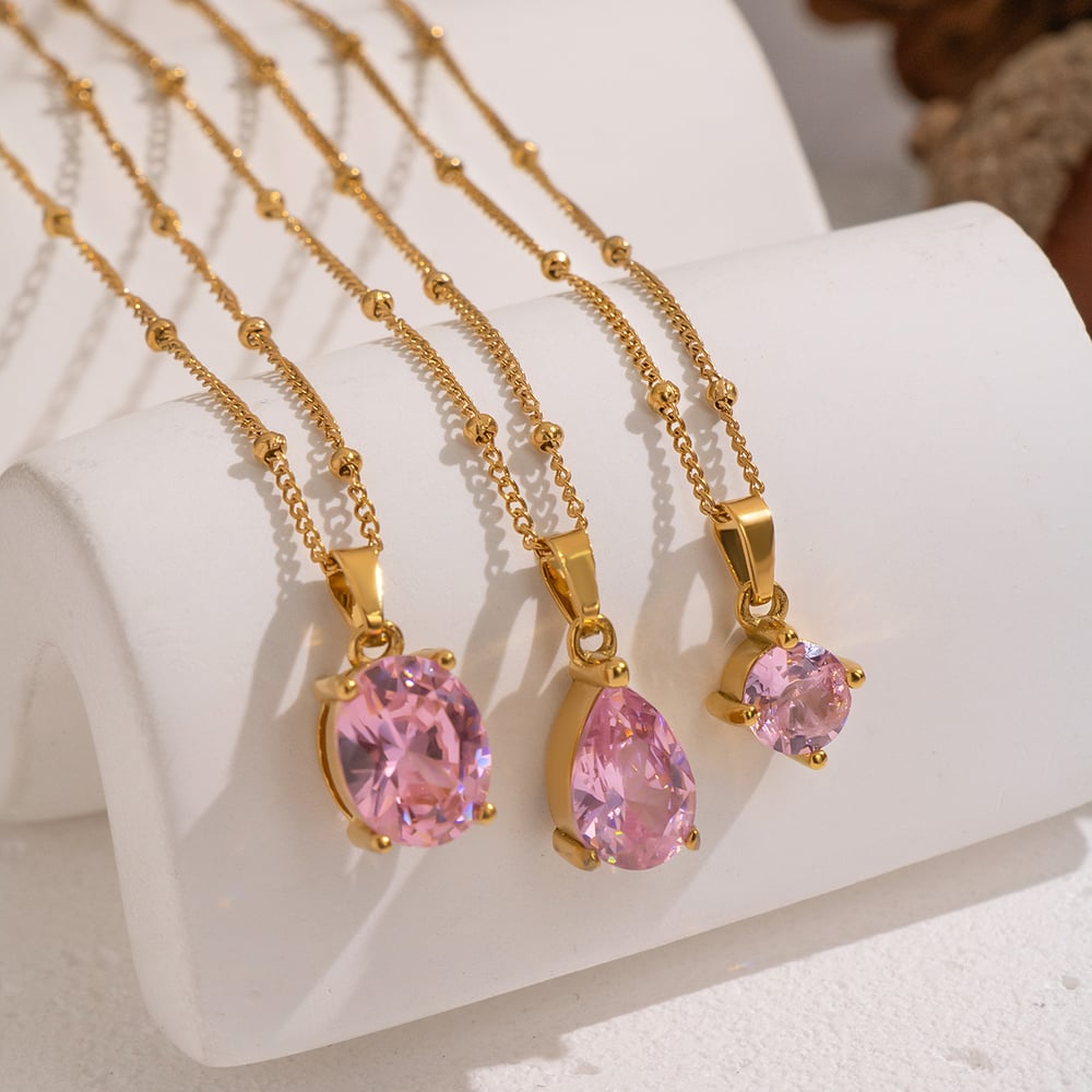 1 Stück minimalistische Halskette mit Zirkonia-Anhänger Bild2