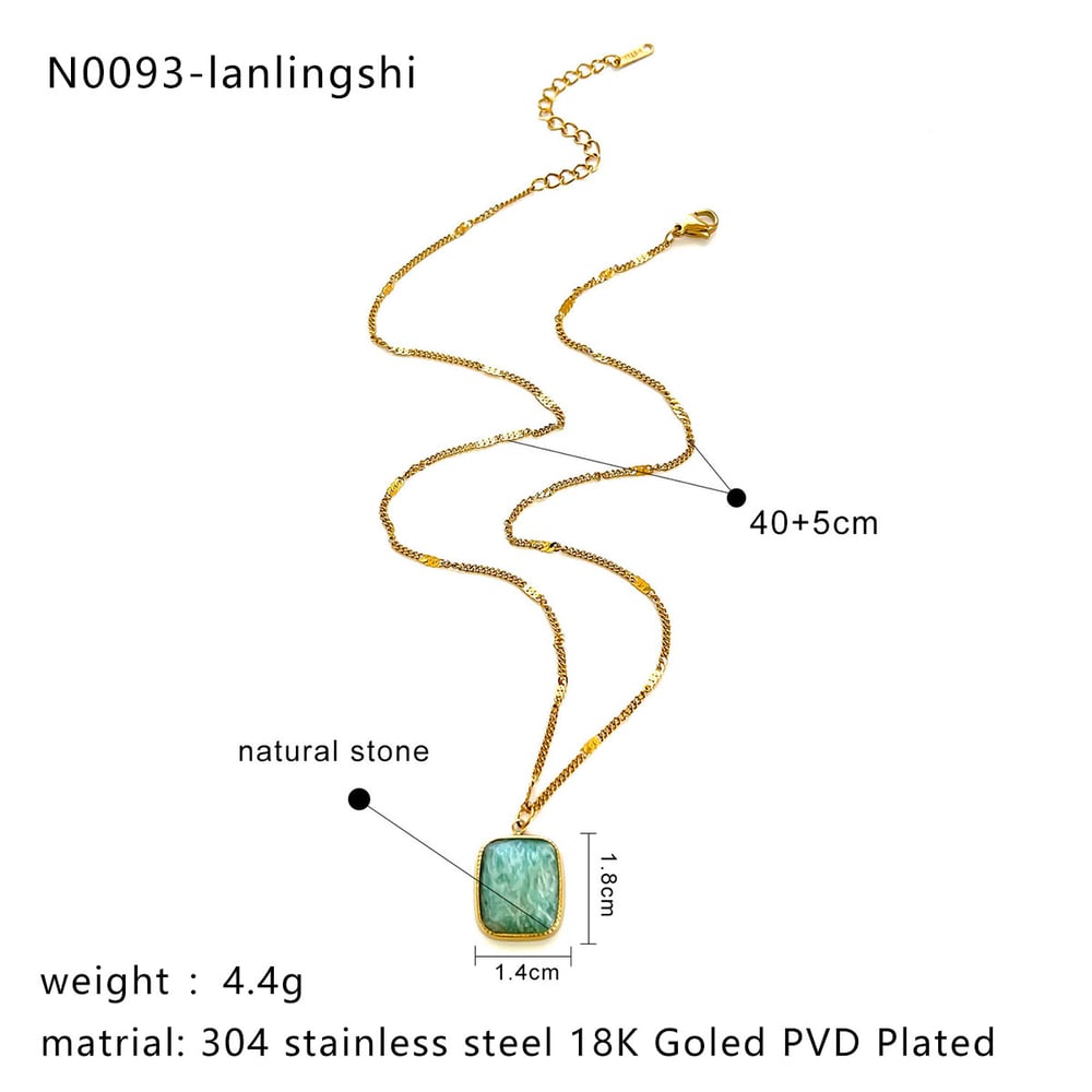 1 Piece Natural Stone Stainless Steel Pendant Necklace h5Picture2