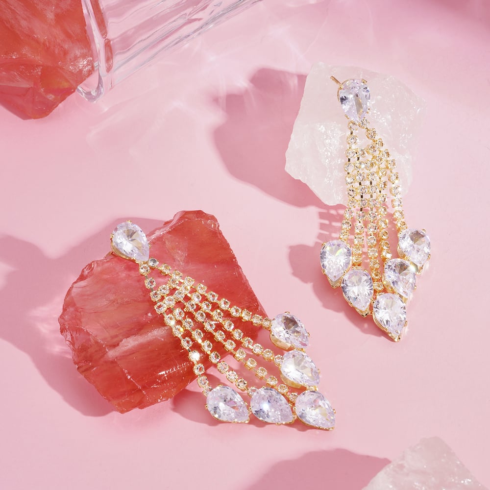 1 Pair Festive Series Tassel Copper Drop Earrings h5Picture3