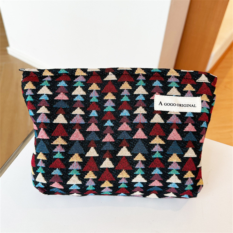 1 Piece Simple Series Retro Plaid Mixed Color Polyester Women's Makeup Bags 