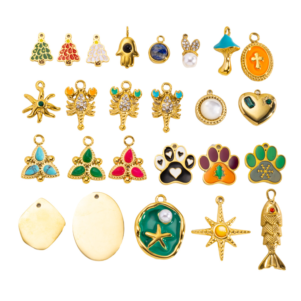 1 Piece DIY MIni Fruit Christmas Stainless Steel   Gold Color  Women's Pendants Picture5