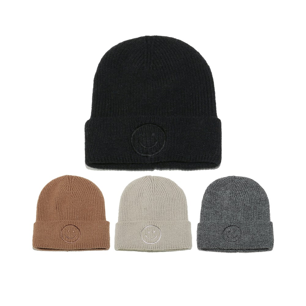 1 pezzo semplice cappello lavorato a maglia con faccina sorridente Immagine3