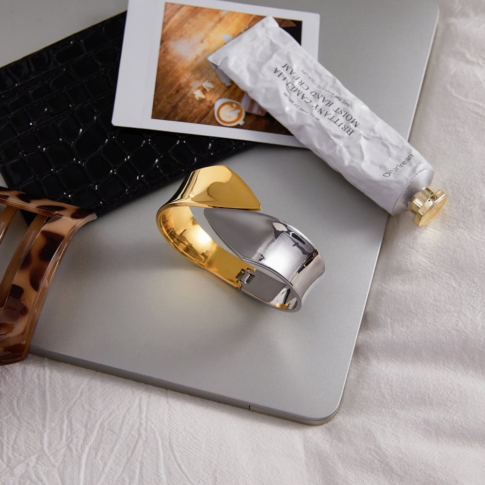 1 Piece Mixed Gold&Silver Colors Stainless Steel Women's Bangles h5Picture5