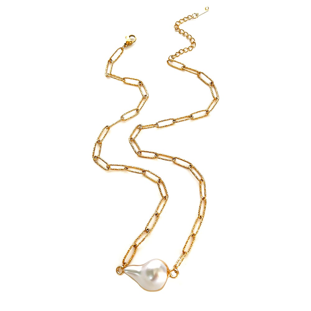 1 Piece Pearl Gold Color Pendant Necklace 
