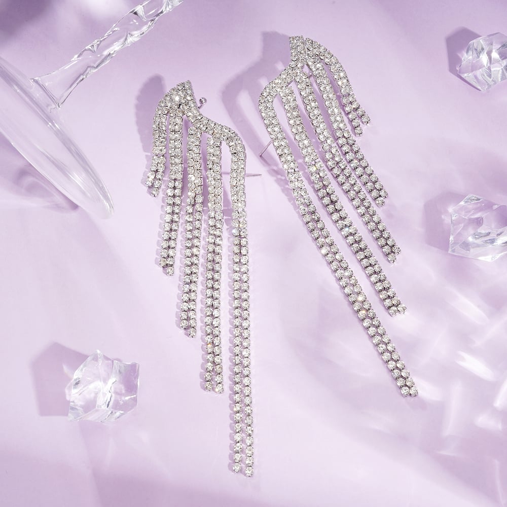 1 Pair Festive Series Irregular Shape Tassel Copper Clip-on Earrings Picture2