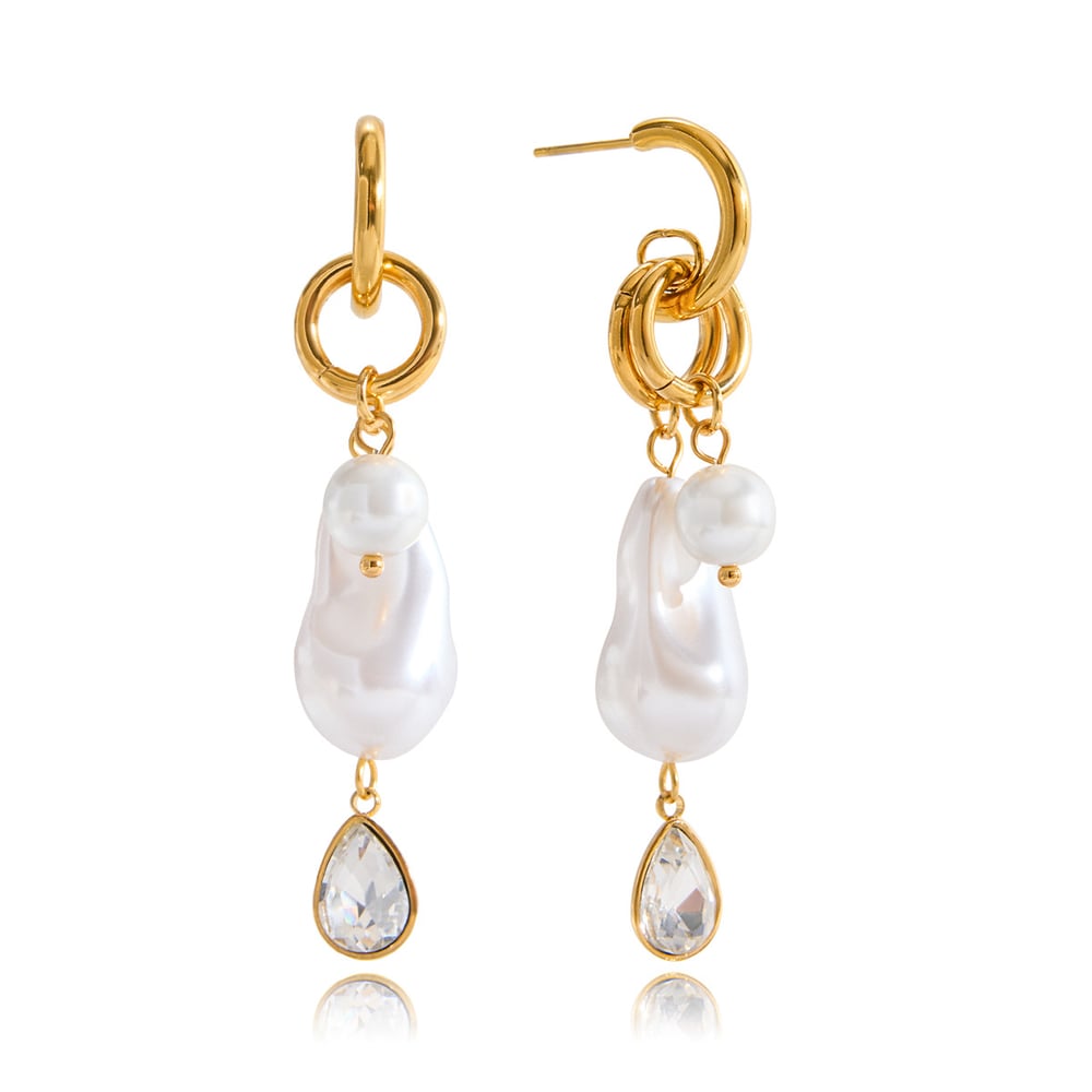 1 Pair Gorgeous Droplet Irregular Shape Stainless Steel Gold Color Women's Drop Earrings