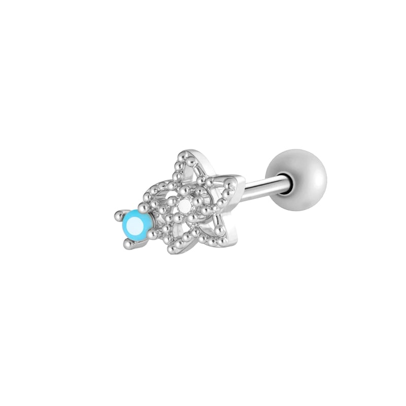 1 Piece Flower Copper Gold Color Zircon Piercing Earring