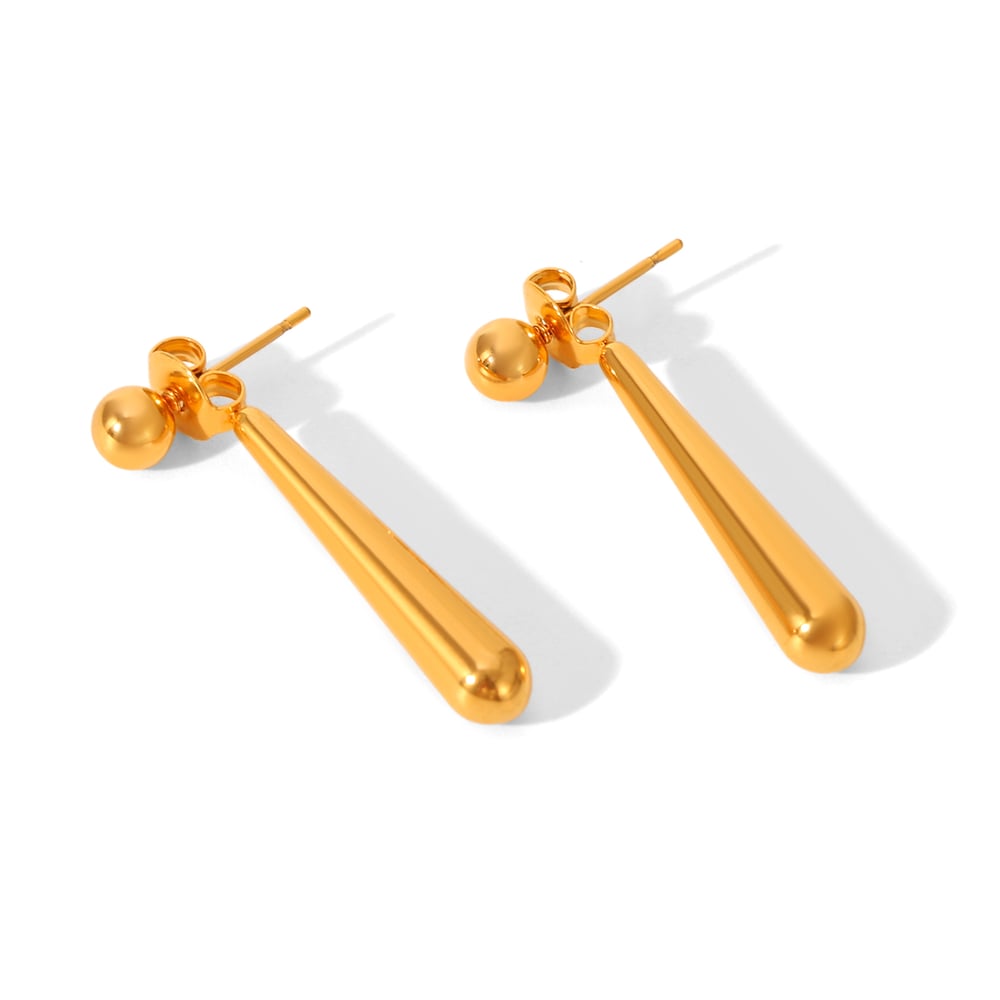 1 Pair Droplet Stainless Steel Gold Color Stud Earrings