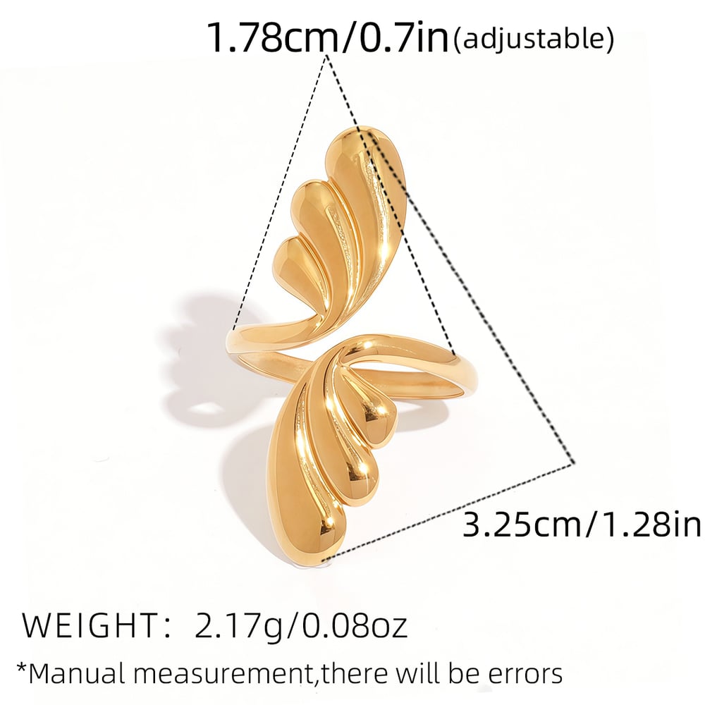 1 Piece Designable Irregular Shape Stainless Steel Gold Color Statement Rings h5Picture2