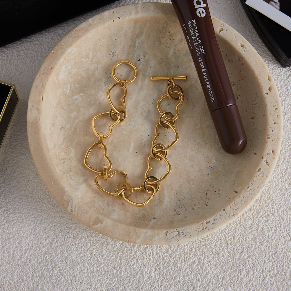 1 Piece Simple Heart Stainless Steel Gold Color Women's Chain Bracelets h5Picture5