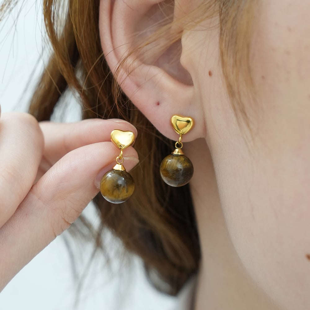 1 par de pendientes de botón de acero inoxidable dorados con forma de círculo retro para mujer h5Imagen5