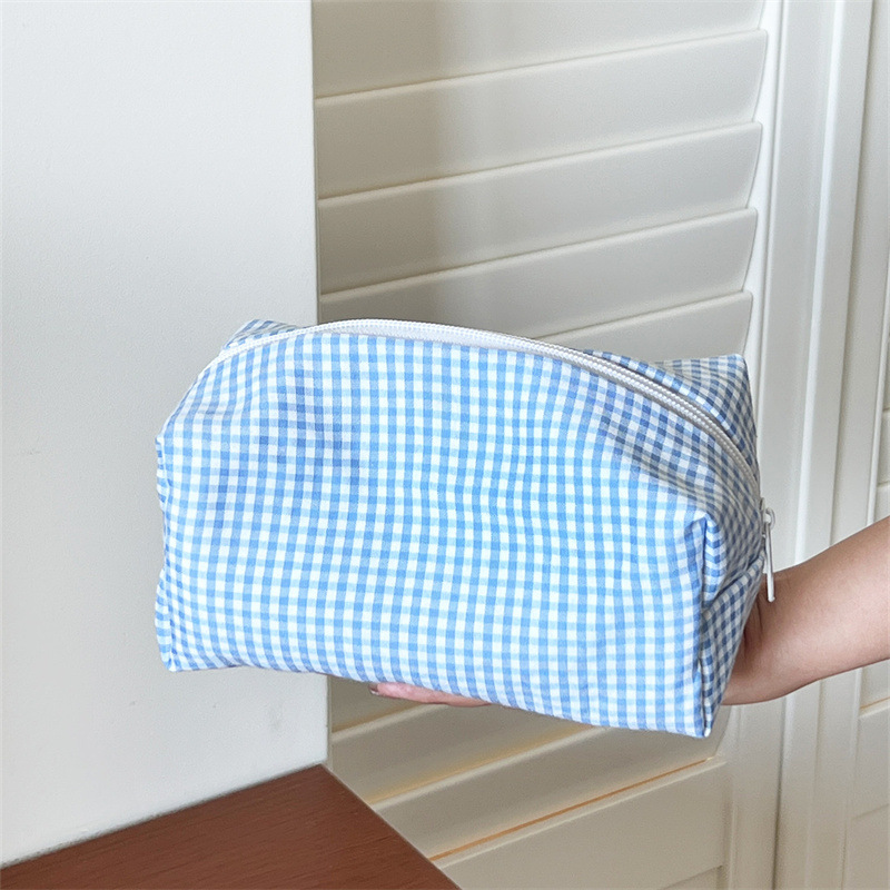 1 Piece Simple Series Sweet Strip Plaid Women's Makeup Bags 