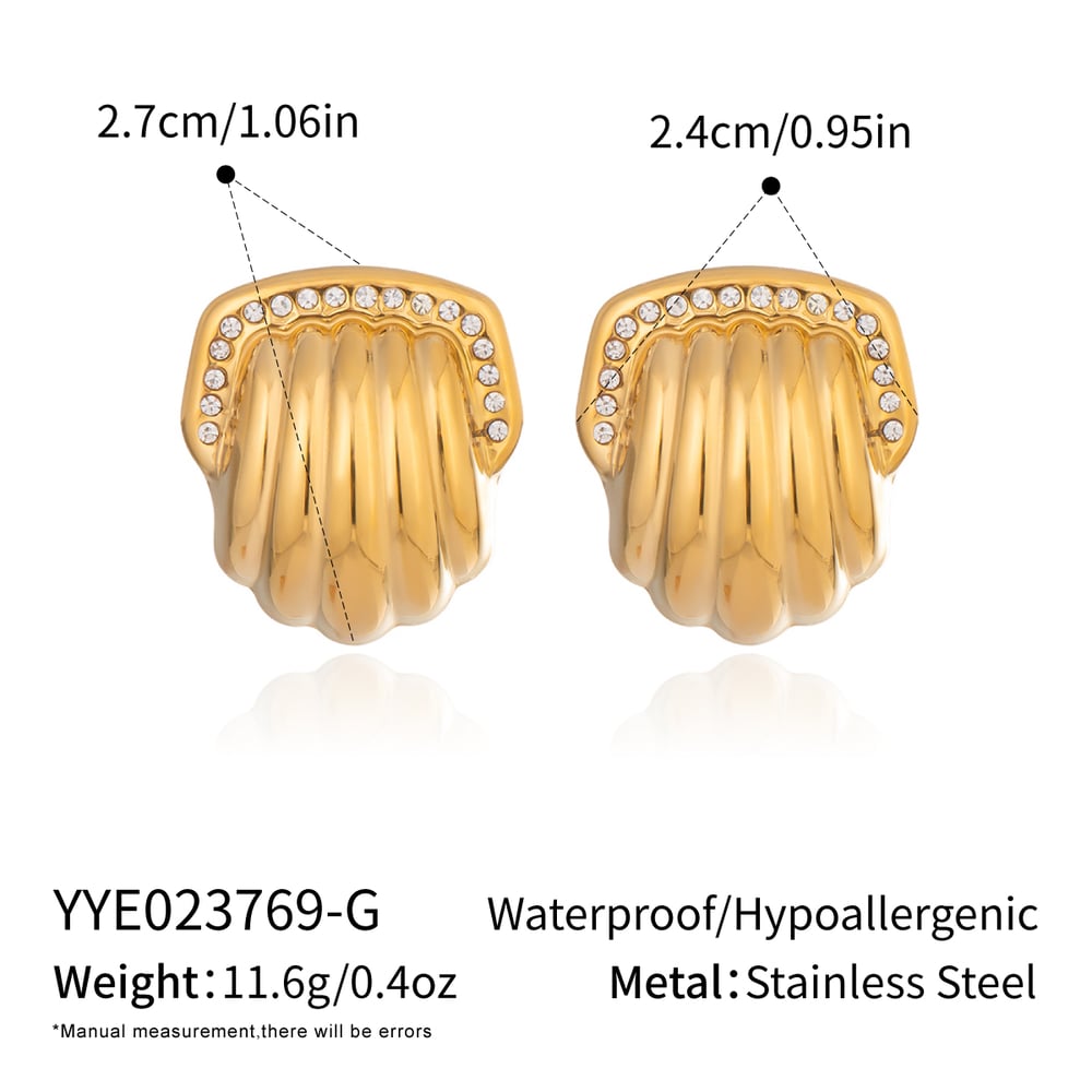 1 Pair Shell Shape Stainless Steel Gold Color Stud Earrings