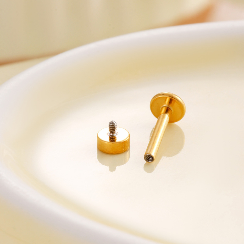 1 Stück einfache Kreis Titanlegierung Gold Farbe Damen Piercing Ohrringe Bild6