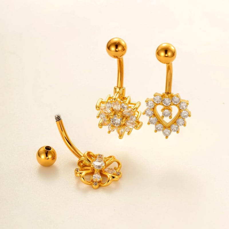 1 Stück zarte Schmetterling Kupfer Gold Farbe Zirkon Bauchnabelpiercings Bild4