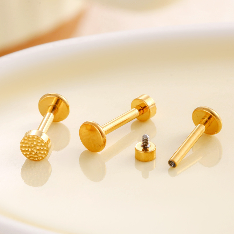 1 Stück einfache Kreis Titanlegierung Gold Farbe Damen Piercing Ohrringe Bild3