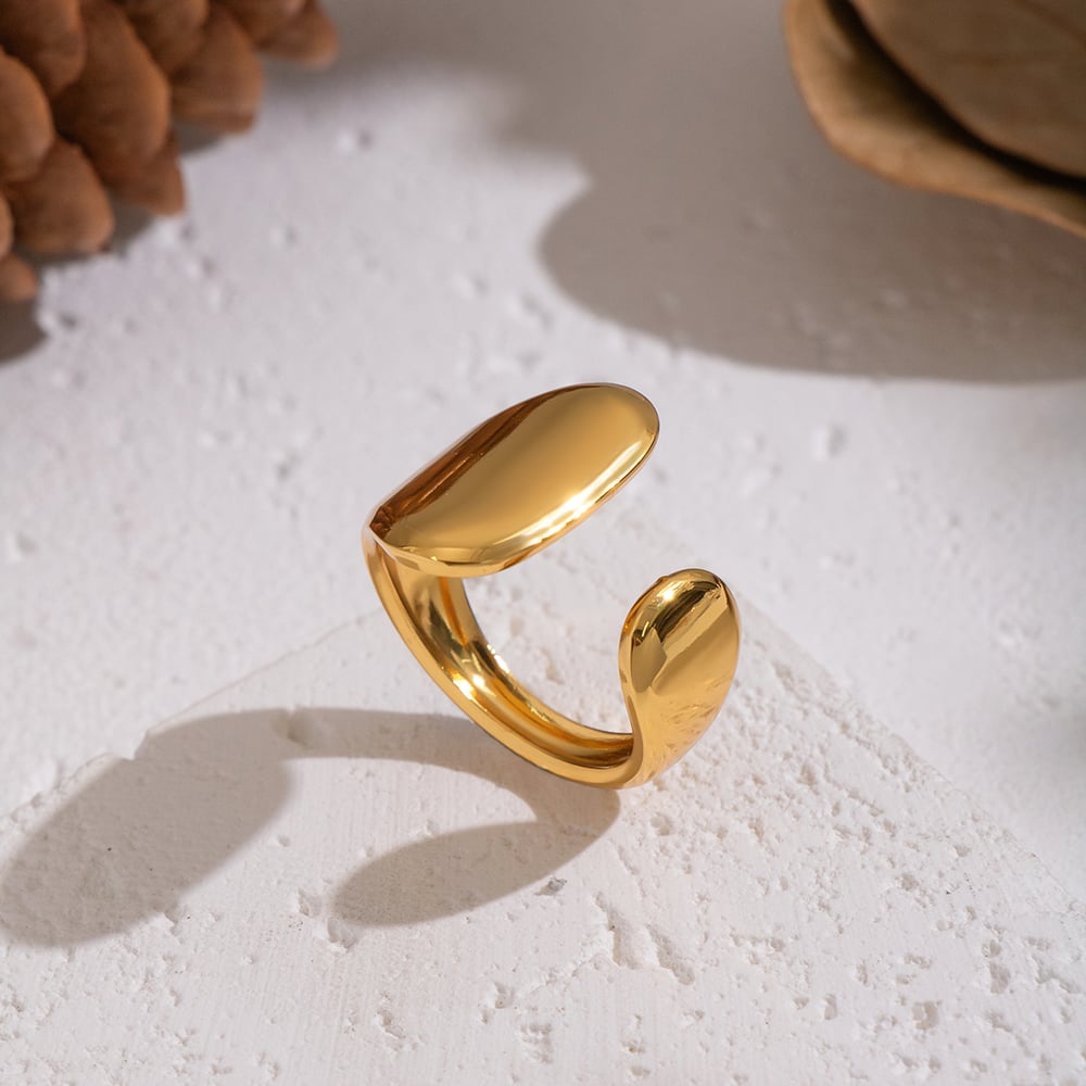 1 Piece Irregular Shape Stainless Steel Gold Color Minimalist Ring Picture4