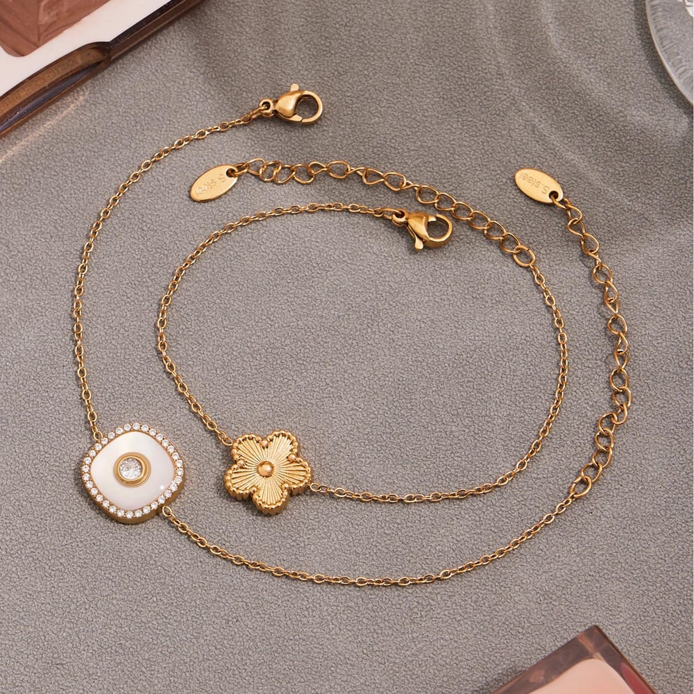 Simple Flower Stainless Steel Gold Color Women's Jewelry Sets h5Picture7