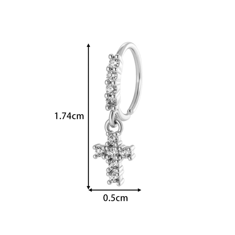 1 Piece Cross Copper Gold Color Zircon  Nose Stud Picture2