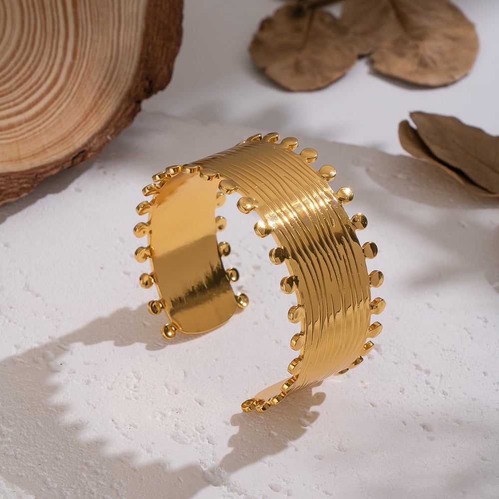 1 Piece Stainless Steel Gold Color Cuff Bracelet Picture4