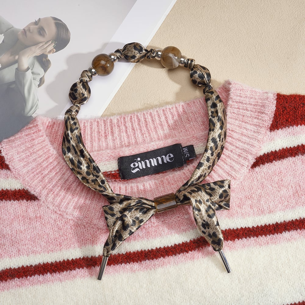 1 Piece Retro Leopard Print Fabric Scarf Necklace h5Picture5