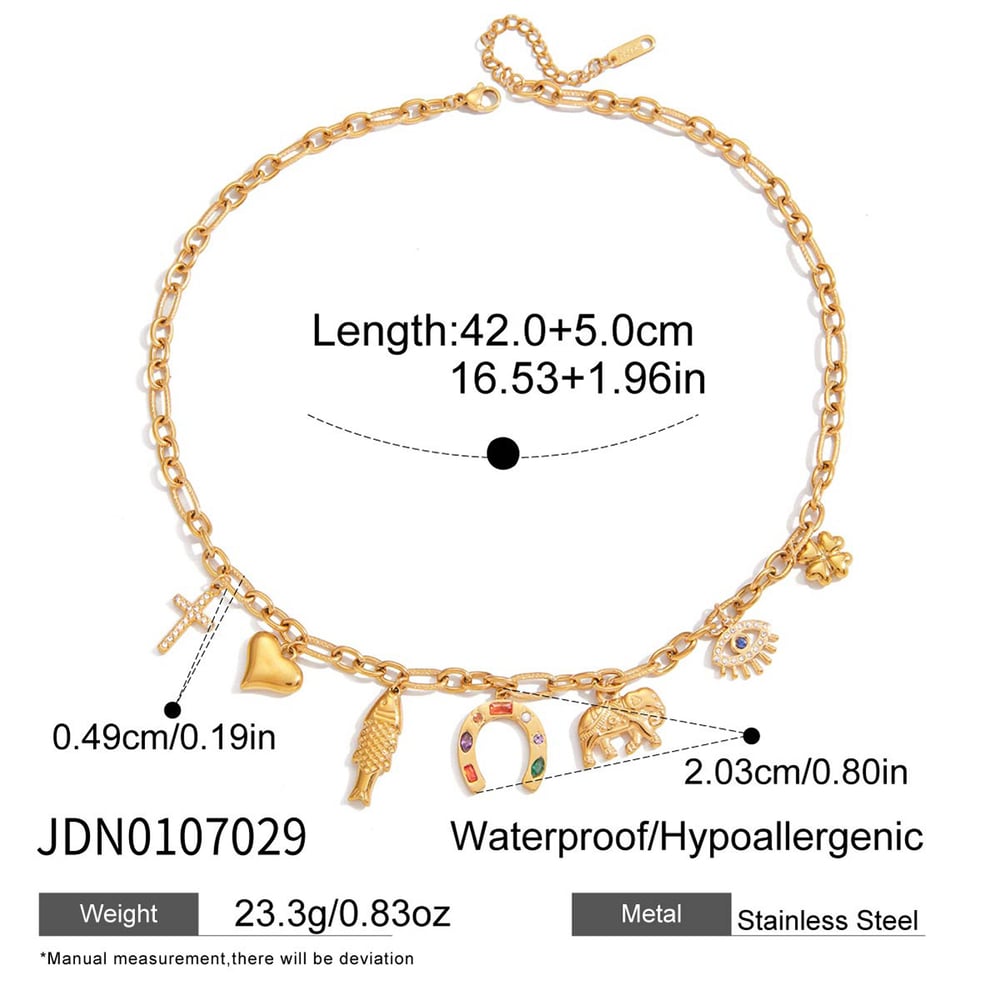 1 Piece Ornate Horseshoe-shaped Stainless Steel Gold Color Women's Pendant Necklaces h5Picture2