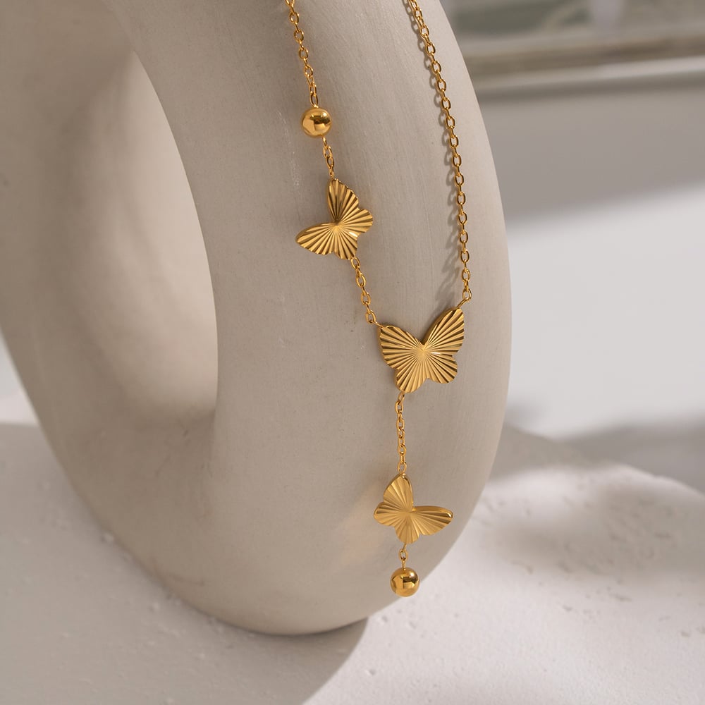 1 Piece Elegant Butterfly Stainless Steel Gold Color  Pendant Necklace Picture4