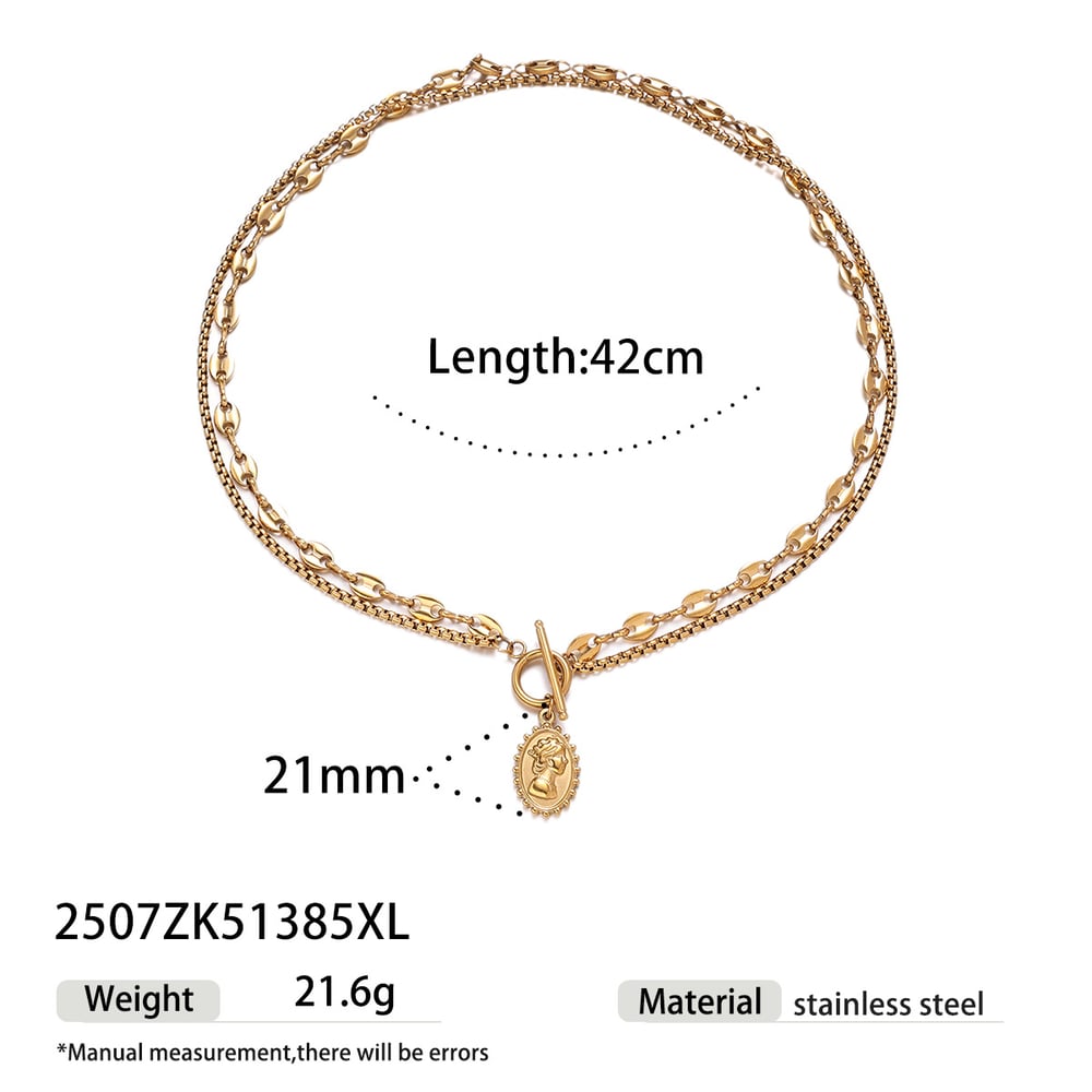 1 Parça Paslanmaz Çelik Altın Renkli Katmanlı Kolye