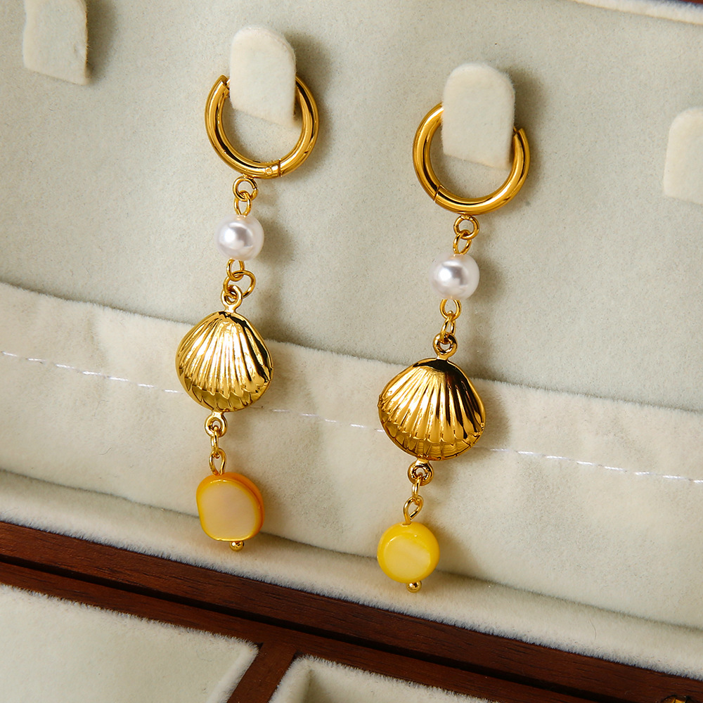 1 Pair  Bohemian Shell Stainless Steel  Gold Color  Women's Drop Earrings Picture4