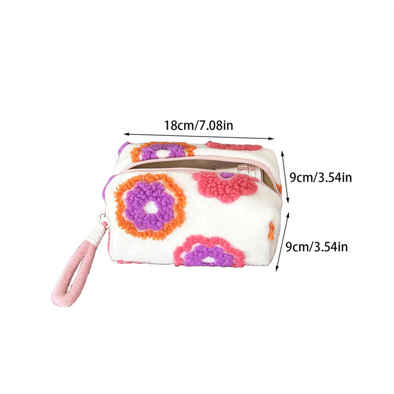 1 Piece Romantic Series Cute Flower Plush Women's Makeup Bags Picture2