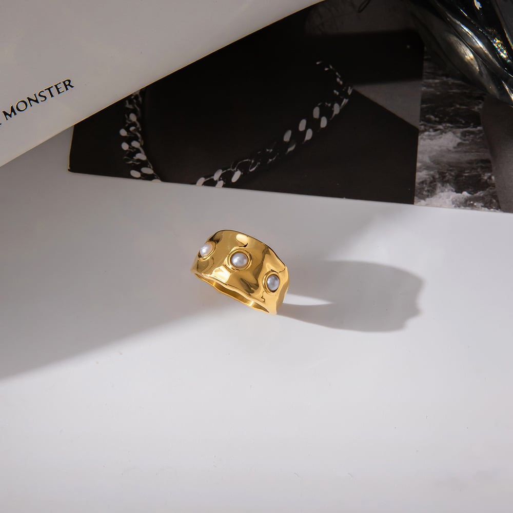 1 Piece Designable Irregular Shape Stainless Steel Gold Color Statement Rings h5Picture6